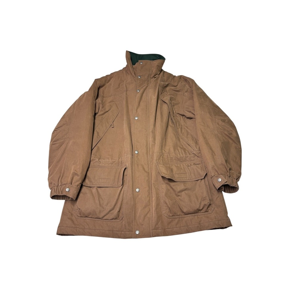 Vintage LL Bean Baxter State Parka Mens Large Brown Plaid Lined Insulated Jacket